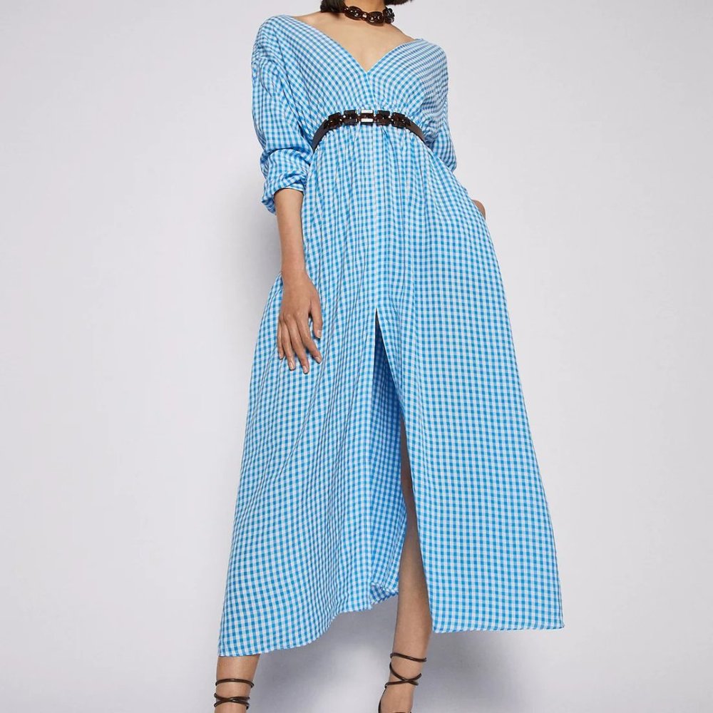Scanlan Theodore blue white gingham dress new with tag. US8/AU12. Cost $750